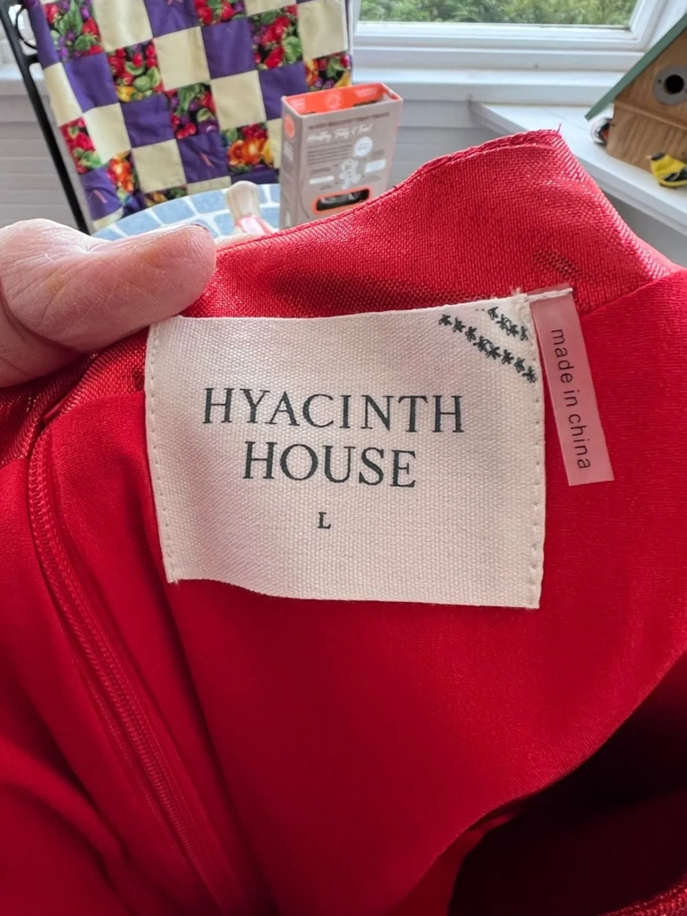 Hyacinth House sz L Tanya mini dress in red metallic with extended ruffle detail